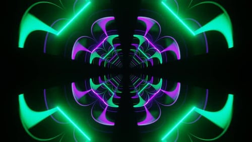 Purple And Turquoise Neon Glow Clover Tunnel Background Vj Loop In 4K