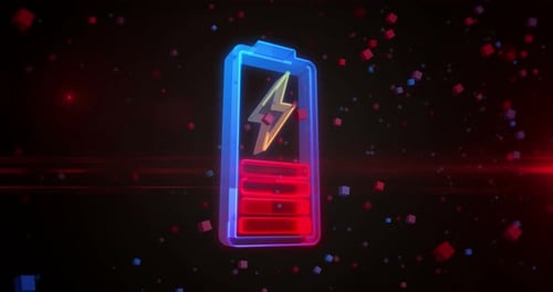 Battery energy charge symbol loop digital concept