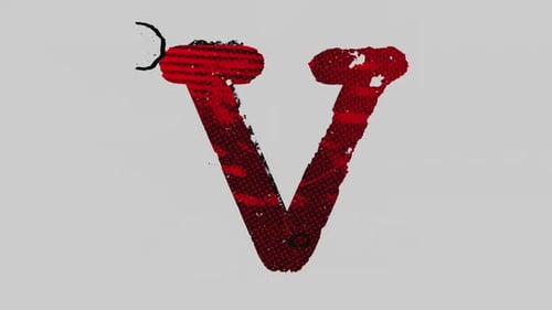 Gedruckter roter und schwarzer Grunge-Typografie-Buchstabe V