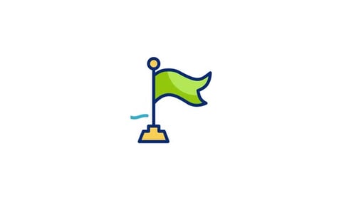 Flat Design Animated Flag Icon for Goals and Success