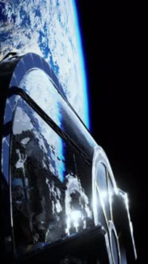 Animation of Experimental Starship Leaving Earth Orbit Vertical