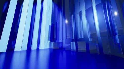 Blauer abstrakter Hintergrund des riesigen digitalen Horizonts mit Glasscheiben
