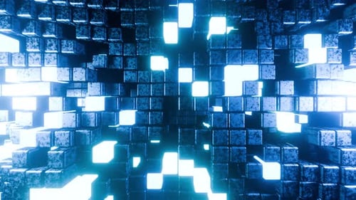 Animação de fundo Steel Blue Wave Cube Wall Vj Loop
