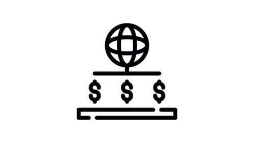 Global Finance Network Outline Icon Line Draw Animation