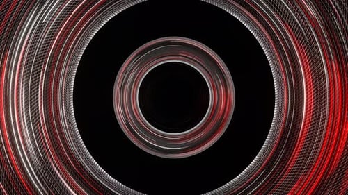 À travers une boucle Vj sur fond de bague en néon rouge et blanc en 4K
