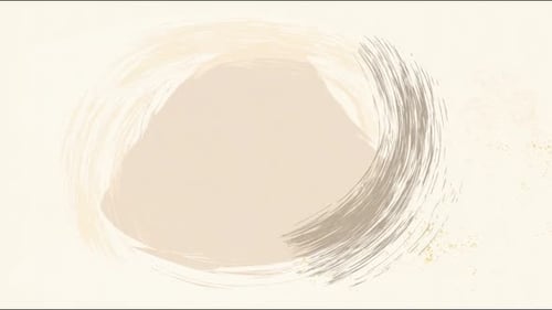 Beige brushstroke circular frame border with central copy space soft hand drawn digital seamless loo