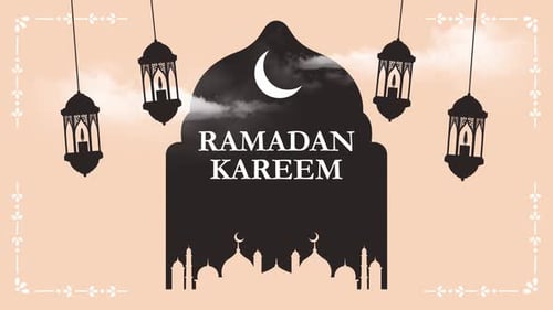 Ramadan Kareem greeting motion design animation. Beautiful 4k Islamic Mosque design V4
