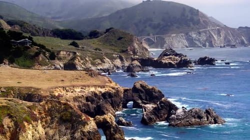 Big Sur California Landscape by Aerial Drone, Pacific Coast Highway 1 PCH,