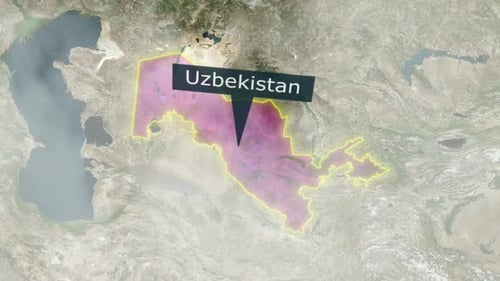 Uzbekistan Map - Clouds Effect