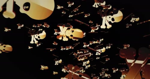 Skull pirates and cyberattack symbol rain looped