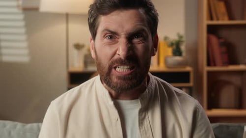 Man Screaming and Yelling in Close Up