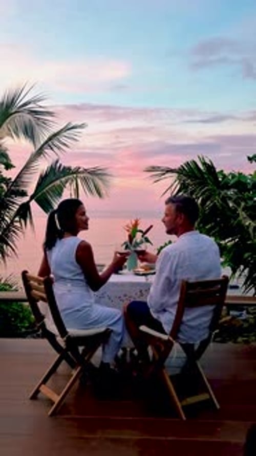 Romantic Dinner on the Beach with Thai Food During Sunset on the Island Koh Mak Thailand