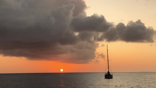 View of the Yacht in the Sea During the Golden Hours