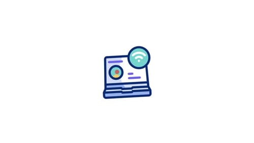Animated Laptop Wi-Fi Connection Flat Design Icon