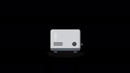 Flat Design Toaster Animation with Pop-Up Toast