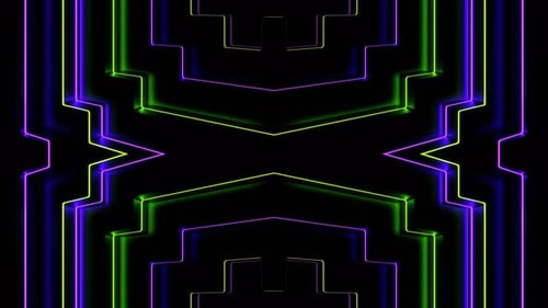 Purple And Light Green Neon Strobe Lines Kaleidoscope Background Vj Loop In 4K