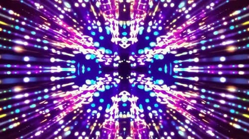 Vibrant Symmetrical Glowing Particle Burst Kaleidoscope Moti