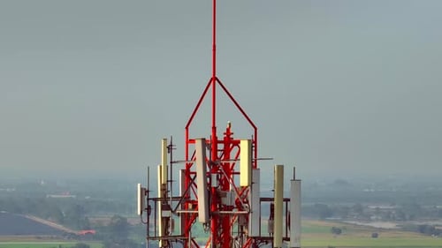 A cell site tower from a drone aerial view