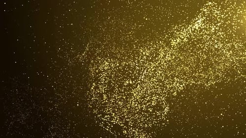 Gold Dust Particles Fly in Slow Motion in the Air Lingering Slowly