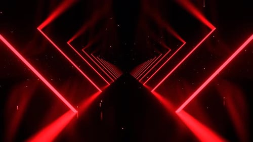 Red Glowing Lines Corridor With Dust Particles Background Vj Loop In 4K