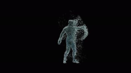 Fluid Water Particle Dancing Human Figure Animation