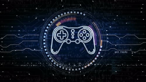 Esport retro video game pad symbol loop digital concept