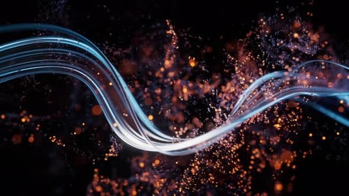 Flowing curve and particles background