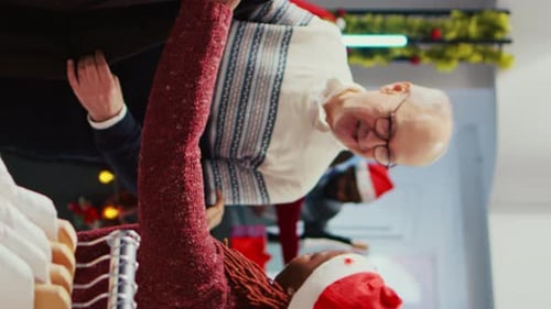 Elderly Man Shopping for Clothes at Christmas