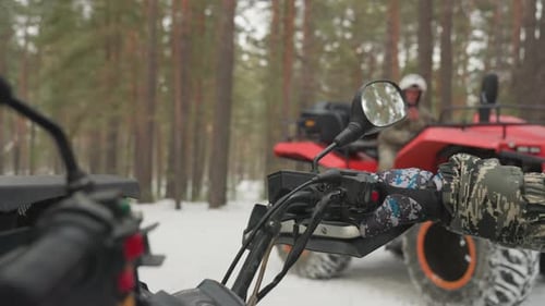 Offroad Vehicle During Winter Preparing for Extreme Adventure in Cold Conditions Multiple