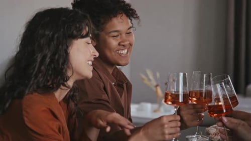 Diverse Friends Toasting at a Birthday Celebration