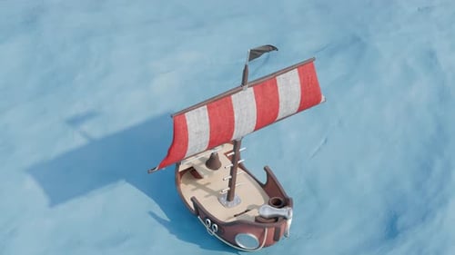 3D Loop Animation of Cartoon Pirate Ship