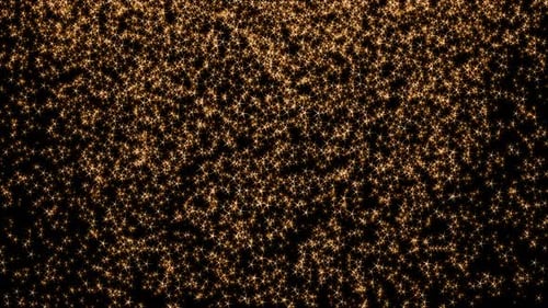 Glowing golden thiny stars on black background falling down seamless loop 3d render. Glitter stars