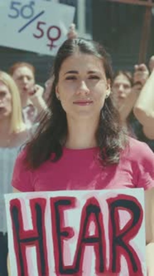 Energetic Daytime Demonstration Where Courageous Individuals Demand Gender Parity and Social Justice
