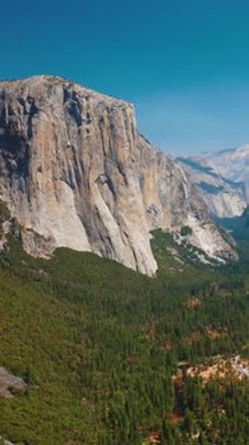 Enormous steep rocks in Yosemite National Park, California, USA.
