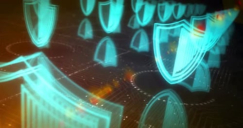 Shield cyber security symbols loop cyber concept