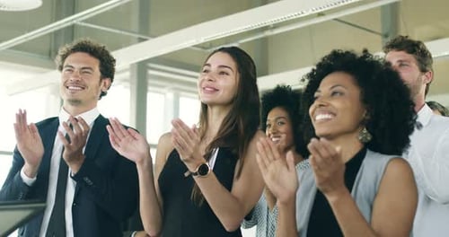 Group of Diverse Business People Clapping in Office