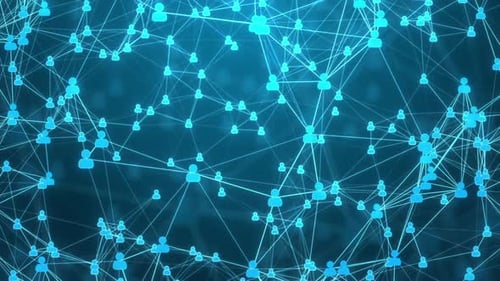 Futuristic Digital Network of Connected User Icons