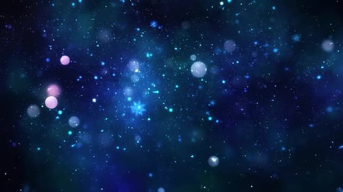 Abstract Animated Blue Snowflakes and Bokeh Particles Background Loop