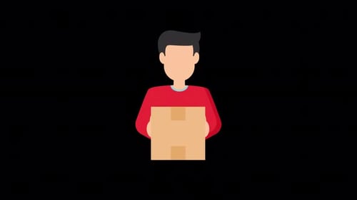 Flat Design Animation of a Person Receiving a Delivered Package