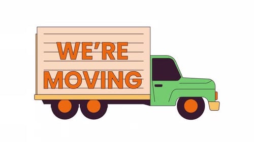 Moving truck riding line cartoon animation