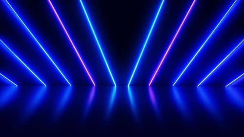 Abstract technology background with colorful light rays motion. shiny stripes animation.