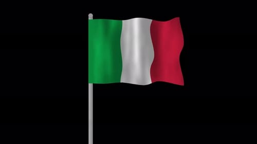 Waving Italian Flag Realistic Fabric Loop