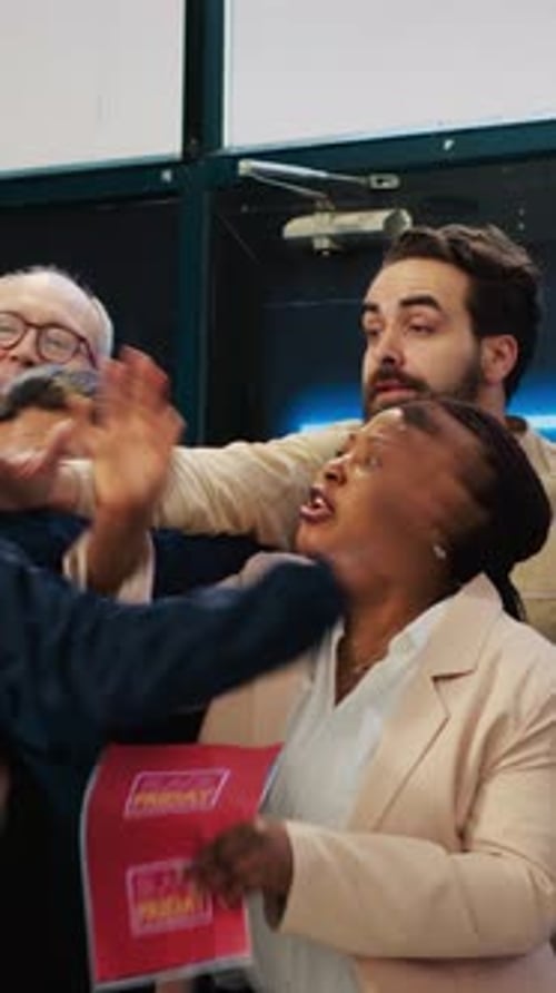 Excited Business People Celebrate Success at the Office