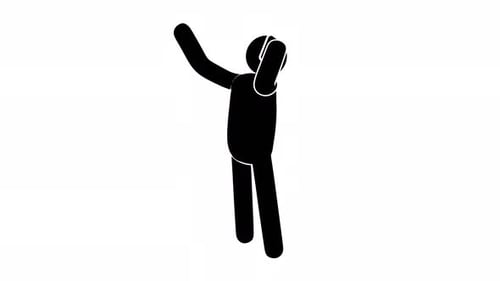 Pictogram man speaks emotionally on the phone.