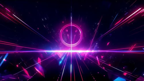Neon Circle Portal Animation with Laser Burst Lines and Futuristic Glitch Aesthetic