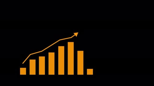 Upward Trending Bar Graph on Black Background