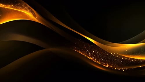 Modern Abstract Golden Waves Background with Glitter Particles