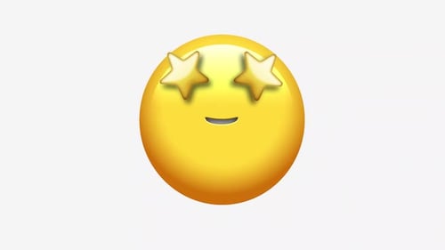 Animated Star Eye Emoji Face with Twinkling Effect