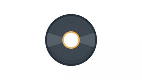 Minimalist Flat Design Vinyl Record Spinning Animation