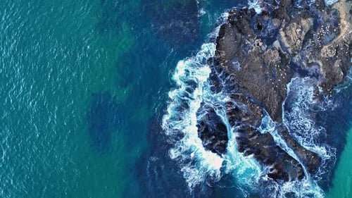 Waves Hitting Coastline Blue Ocean Waves Tropical Coastline Waves Strong Wave Movement Waves Along